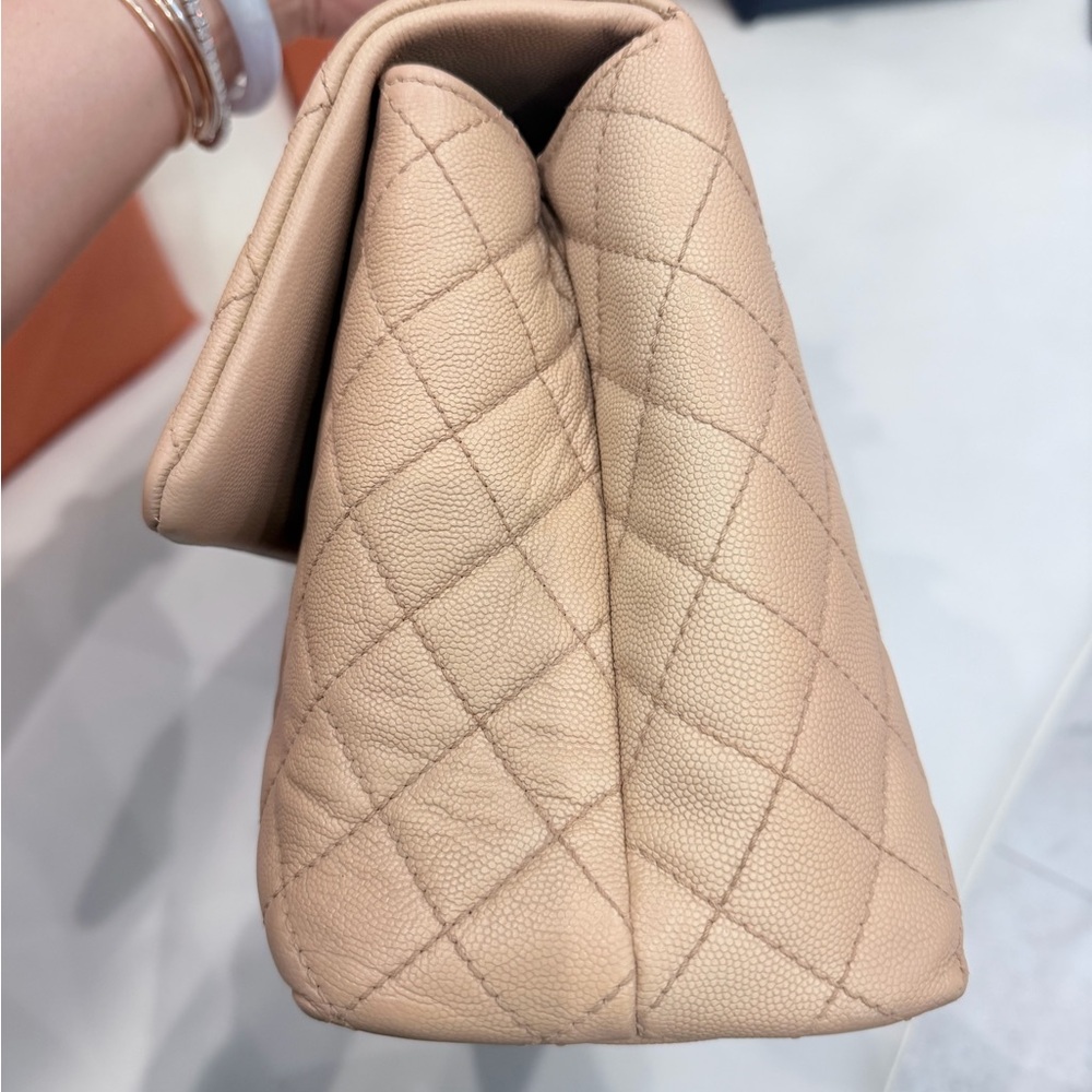 CHANEL Tan Quilted Shoulder Bag 7.1" x 11.4" x 4.7" measure - Picture 9 of 16